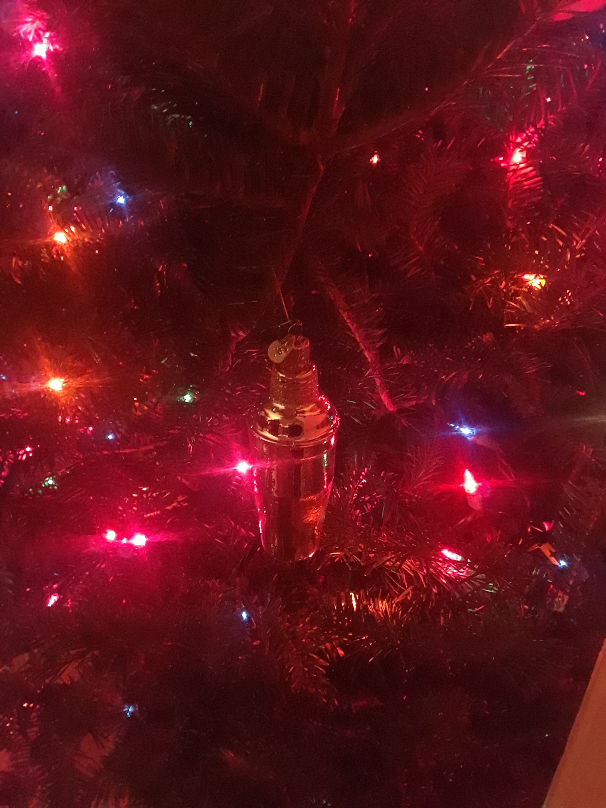 This year's new ornament, a cocktail shaker, Dec 2018